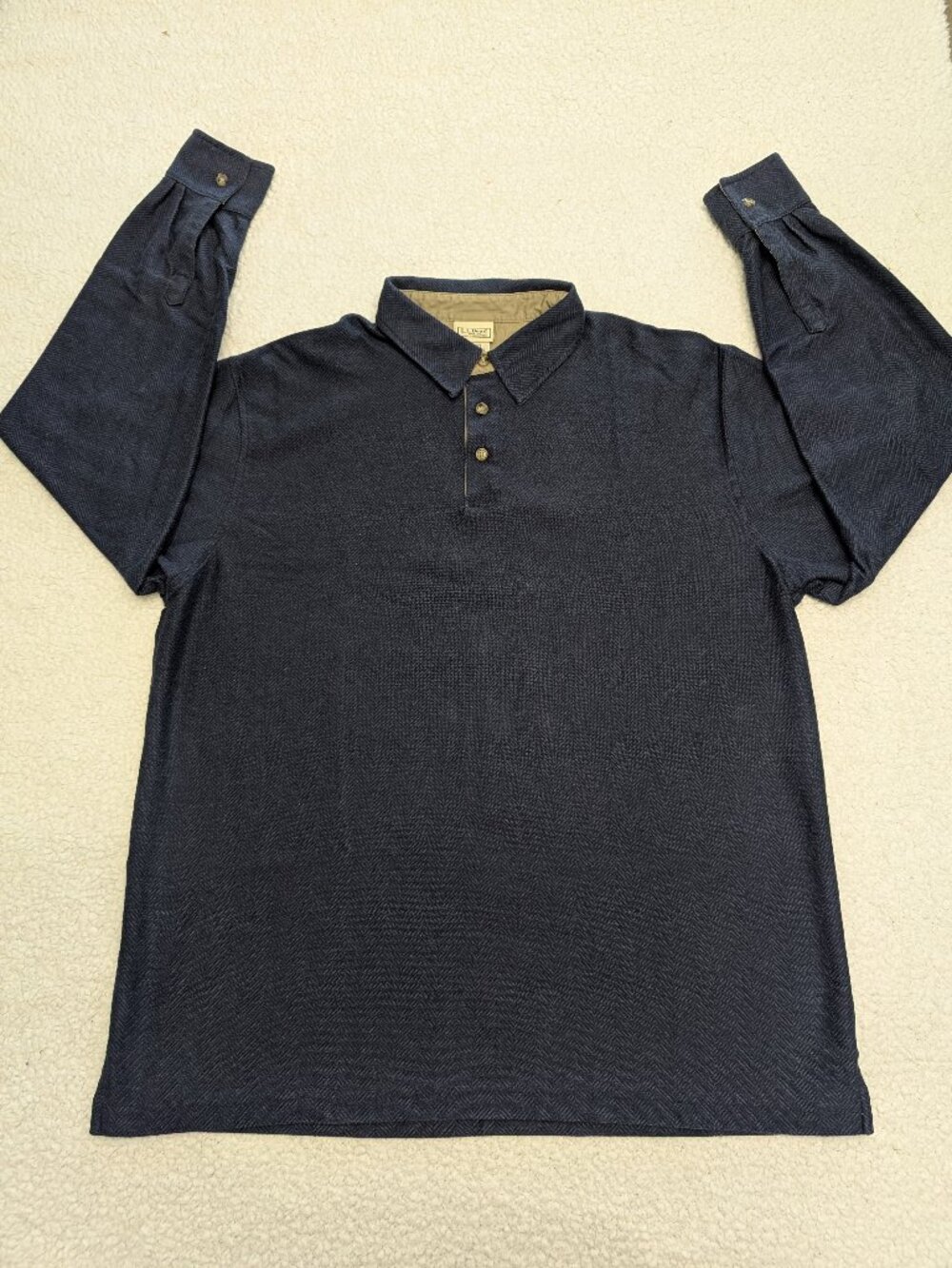L.L. Bean Long Sleeve Polo Shirt XL Tall Navy